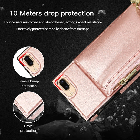 Square wallet phone case in use with adjustable cross-body strap for hands-free carrying