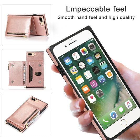 Multi-functional iPhone 8 Plus case with zipper wallet, cards, and storage pockets
