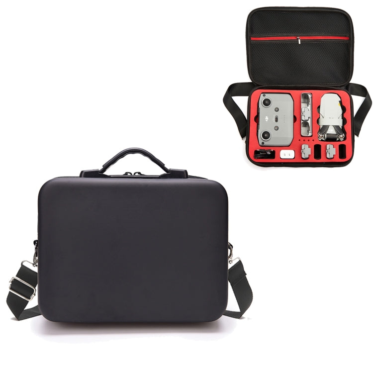 LS4456 Portable Drone PU Shoulder Storage Bag Handbag for DJI Mavic Mini 2, Black + Black Liner, Black + Red Liner