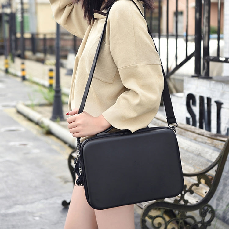 LS4456 Portable Drone PU Shoulder Storage Bag Handbag for DJI Mavic Mini 2, Black + Black Liner, Black + Red Liner