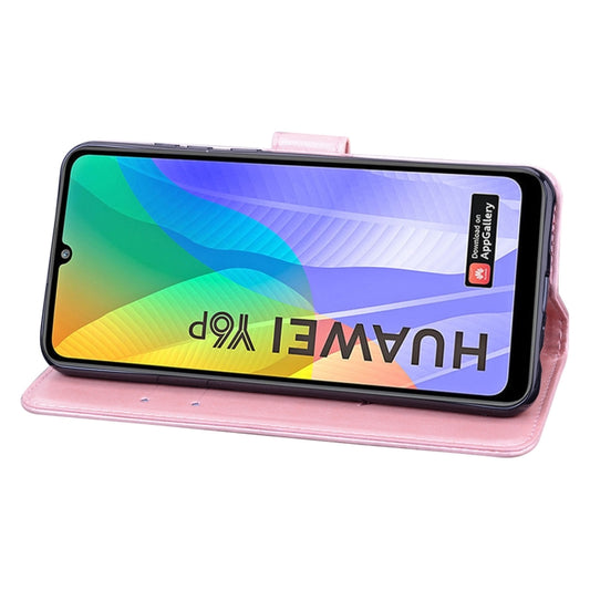 Premium PU leather case with rose embossing, kickstand holder for Galaxy A21s
