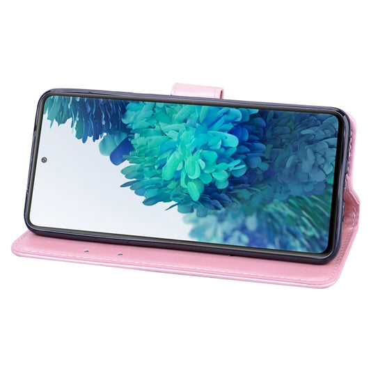 Durable leather flip cover with rose embossing and storage compartments