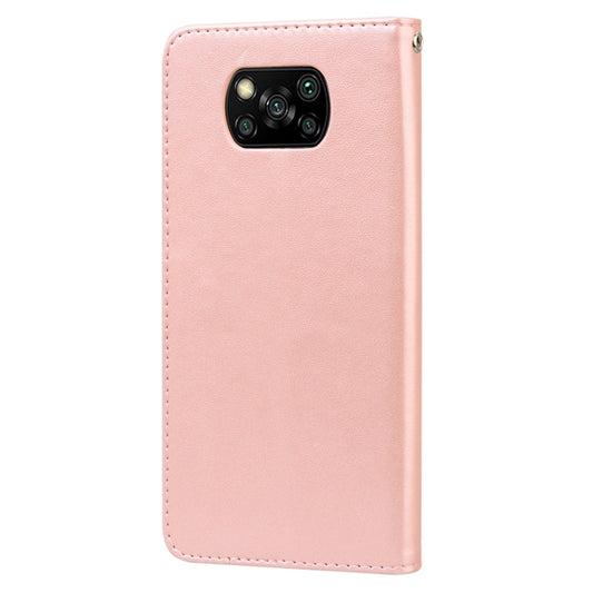 Close-up of rose embossing detail on premium PU leather Poco X3 NFC flip cover