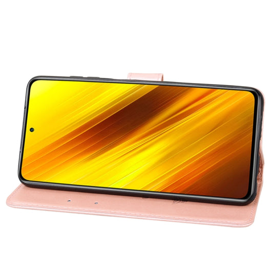 Standalone holder feature of rose embossed Xiaomi Poco X3 NFC protective case