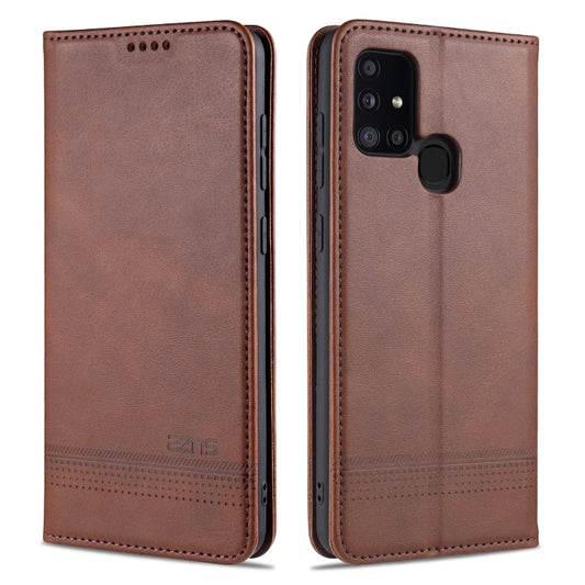 AZNS magnetic calf texture leather case Samsung Galaxy M31 with card slots holder wallet