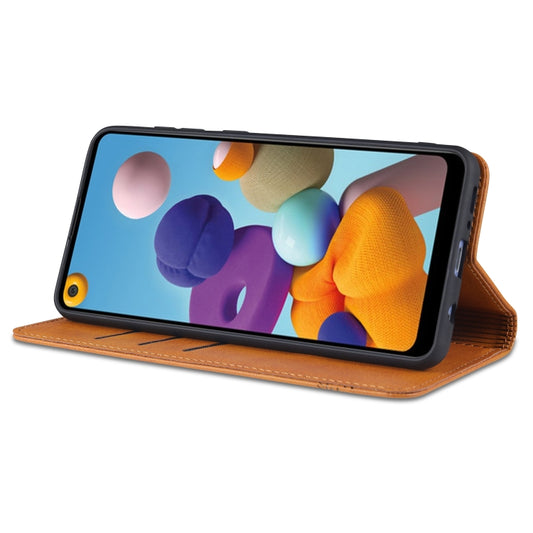 Side profile AZNS Galaxy M31 leather case demonstrating slim fit magnetic flip feature