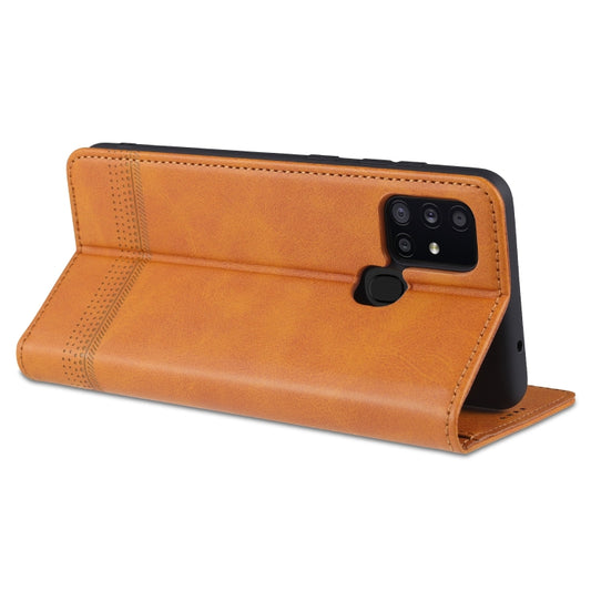 Interior card slots wallet pocket detail Galaxy M31 magnetic leather case AZNS