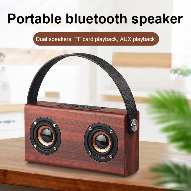 D10 Bluetooth 4.2 Portable Wooden Handheld Bluetooth Speaker, D10(Red Wood Texture)