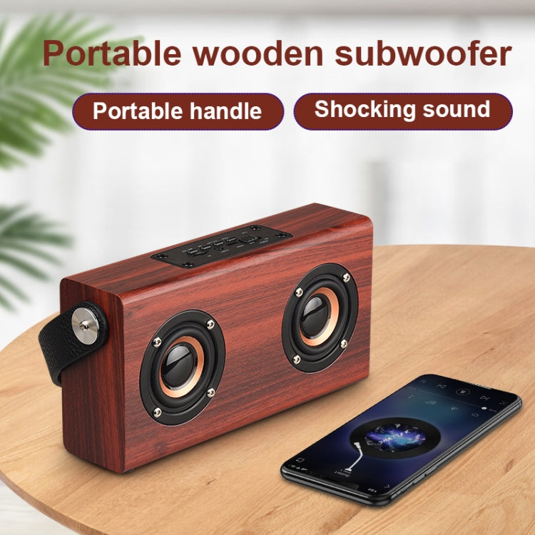 D10 Bluetooth 4.2 Portable Wooden Handheld Bluetooth Speaker, D10(Red Wood Texture)