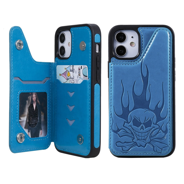 Skull Head Embossing Pattern Shockproof Protective Case with Holder & Card Slots & Wallet, For iPhone 12 mini, For iPhone 12 / 12 Pro, For iPhone 12 Pro Max