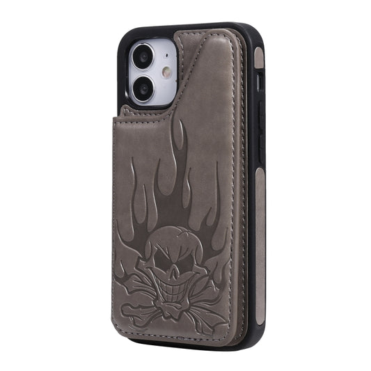 Black skull pattern shockproof case for iPhone 12 mini front view design