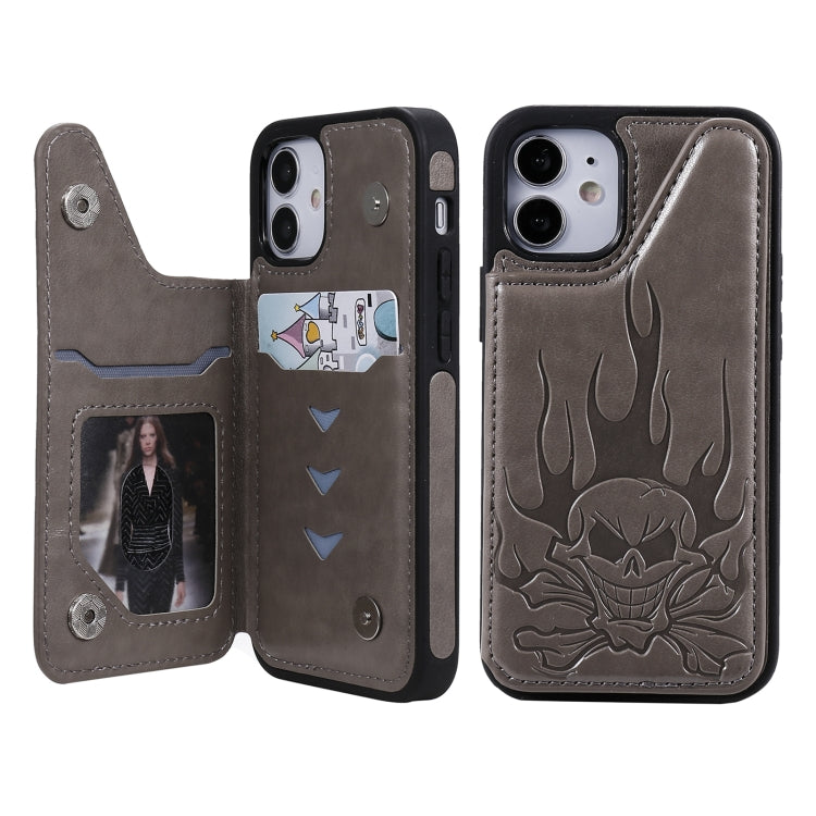 Skull Head Embossing Pattern Shockproof Protective Case with Holder & Card Slots & Wallet, For iPhone 12 mini, For iPhone 12 / 12 Pro, For iPhone 12 Pro Max