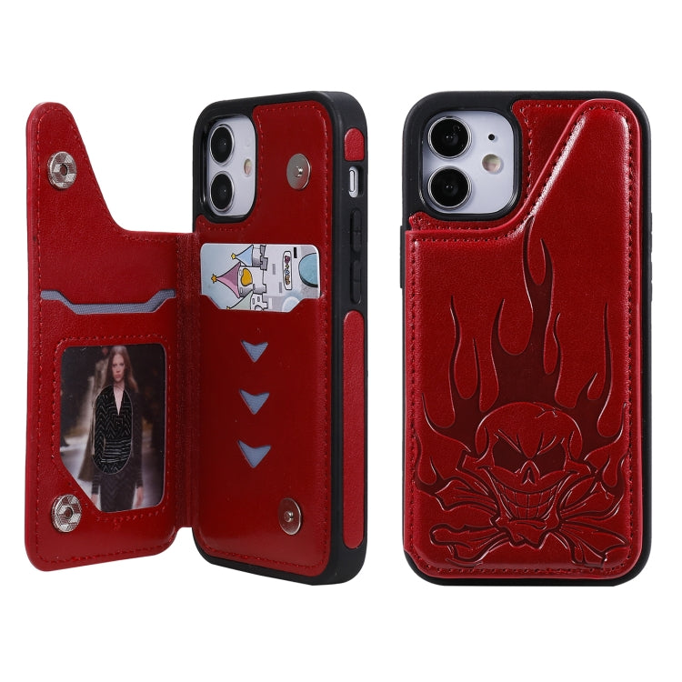 Skull Head Embossing Pattern Shockproof Protective Case with Holder & Card Slots & Wallet, For iPhone 12 mini, For iPhone 12 / 12 Pro, For iPhone 12 Pro Max