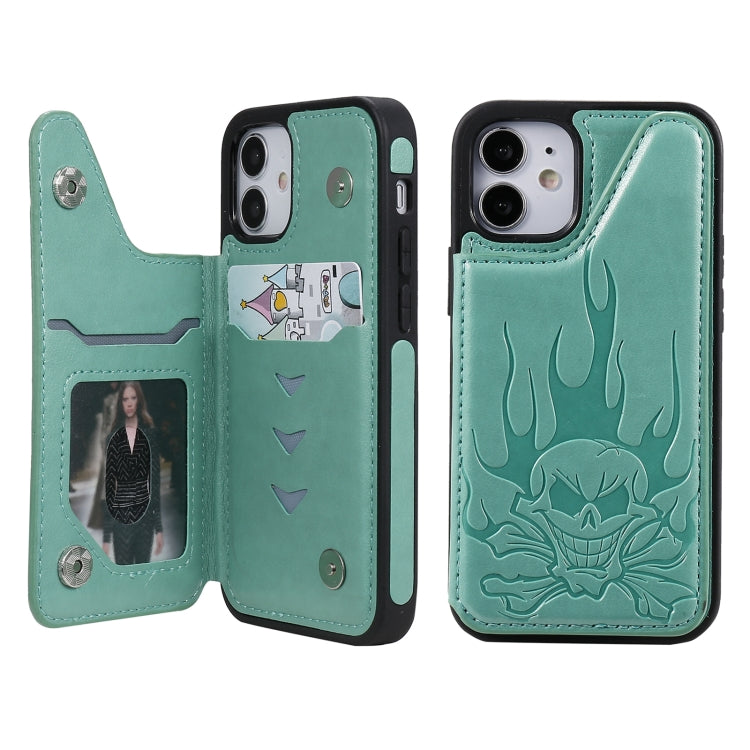 Skull Head Embossing Pattern Shockproof Protective Case with Holder & Card Slots & Wallet, For iPhone 12 mini, For iPhone 12 / 12 Pro, For iPhone 12 Pro Max