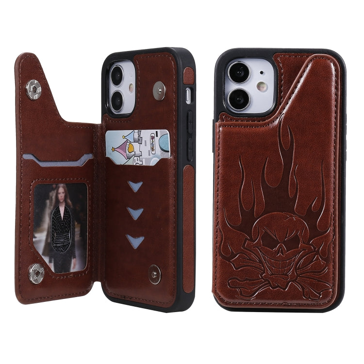 Skull Head Embossing Pattern Shockproof Protective Case with Holder & Card Slots & Wallet, For iPhone 12 mini, For iPhone 12 / 12 Pro, For iPhone 12 Pro Max