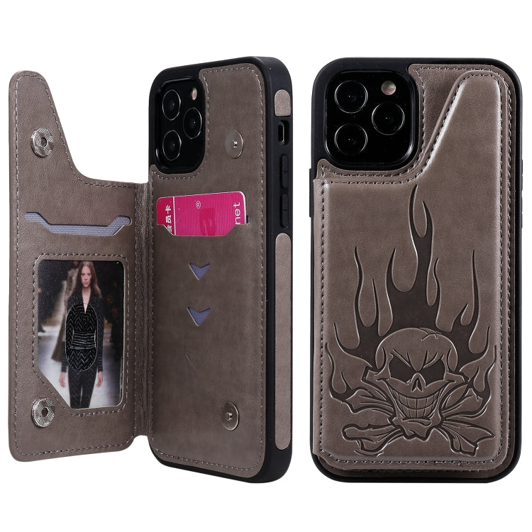 Skull Head Embossing Pattern Shockproof Protective Case with Holder & Card Slots & Wallet, For iPhone 12 mini, For iPhone 12 / 12 Pro, For iPhone 12 Pro Max