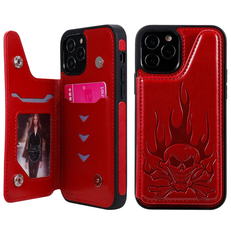 Skull Head Embossing Pattern Shockproof Protective Case with Holder & Card Slots & Wallet, For iPhone 12 mini, For iPhone 12 / 12 Pro, For iPhone 12 Pro Max