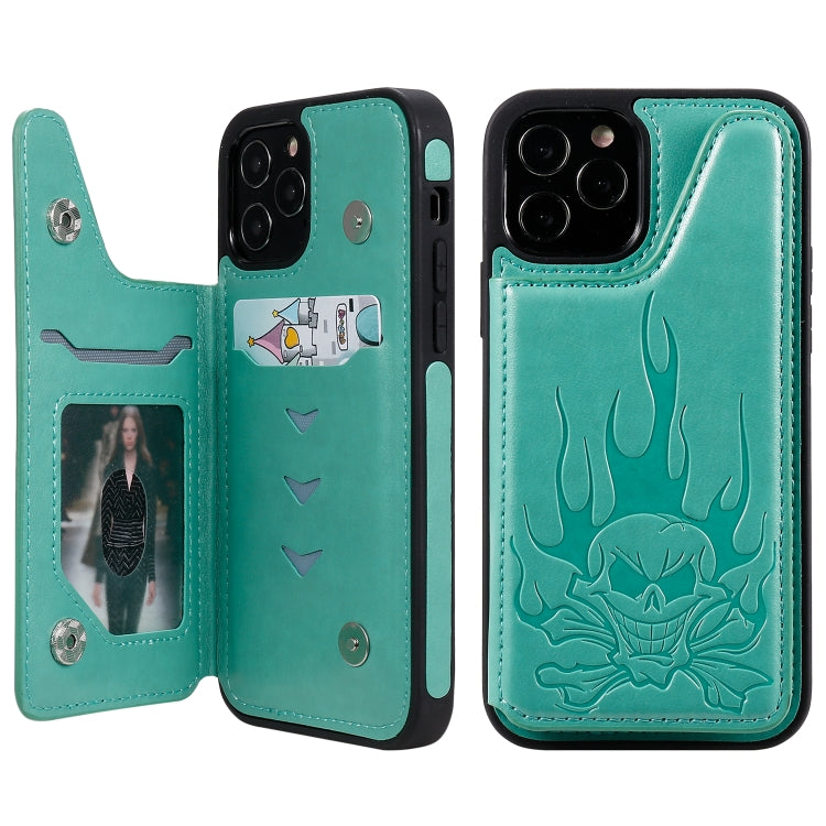 Skull Head Embossing Pattern Shockproof Protective Case with Holder & Card Slots & Wallet, For iPhone 12 mini, For iPhone 12 / 12 Pro, For iPhone 12 Pro Max