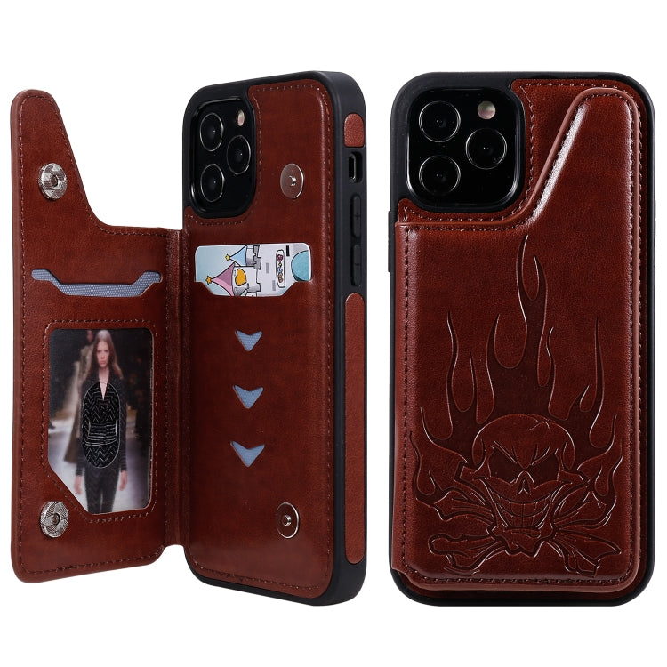 Skull Head Embossing Pattern Shockproof Protective Case with Holder & Card Slots & Wallet, For iPhone 12 mini, For iPhone 12 / 12 Pro, For iPhone 12 Pro Max