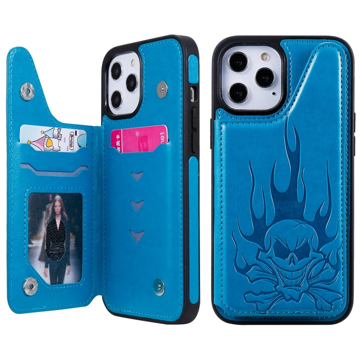 Skull Head Embossing Pattern Shockproof Protective Case with Holder & Card Slots & Wallet, For iPhone 12 mini, For iPhone 12 / 12 Pro, For iPhone 12 Pro Max