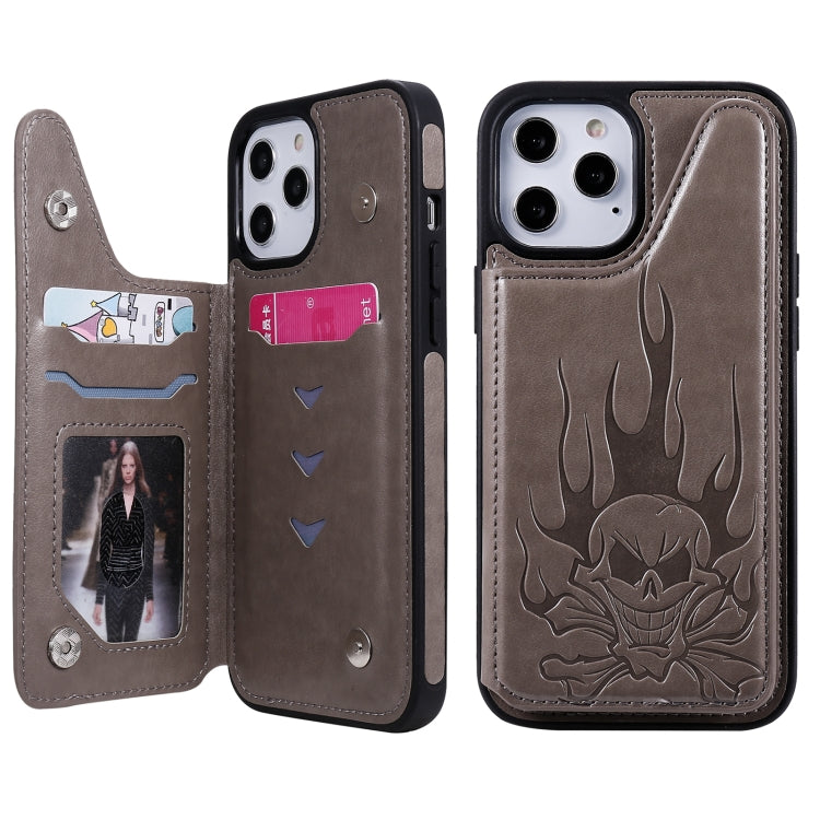 Skull Head Embossing Pattern Shockproof Protective Case with Holder & Card Slots & Wallet, For iPhone 12 mini, For iPhone 12 / 12 Pro, For iPhone 12 Pro Max