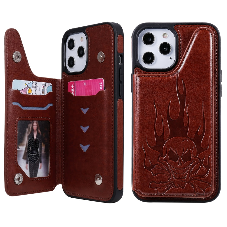 Skull Head Embossing Pattern Shockproof Protective Case with Holder & Card Slots & Wallet, For iPhone 12 mini, For iPhone 12 / 12 Pro, For iPhone 12 Pro Max