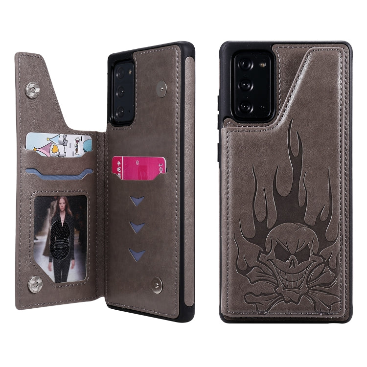 Skull Head Embossing Pattern Shockproof Protective Case with Holder & Card Slots & Wallet, For Samsung Galaxy Note20, For Samsung Galaxy Note20 Ultra