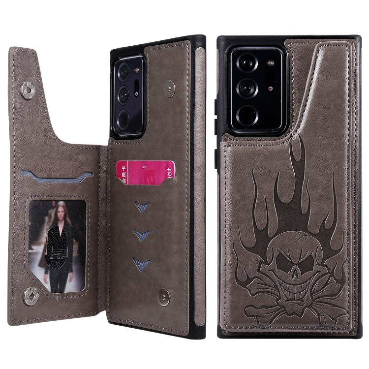 Skull Head Embossing Pattern Shockproof Protective Case with Holder & Card Slots & Wallet, For Samsung Galaxy Note20, For Samsung Galaxy Note20 Ultra