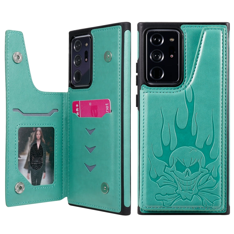Skull Head Embossing Pattern Shockproof Protective Case with Holder & Card Slots & Wallet, For Samsung Galaxy Note20, For Samsung Galaxy Note20 Ultra