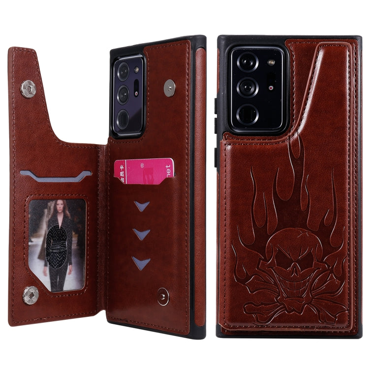 Skull Head Embossing Pattern Shockproof Protective Case with Holder & Card Slots & Wallet, For Samsung Galaxy Note20, For Samsung Galaxy Note20 Ultra