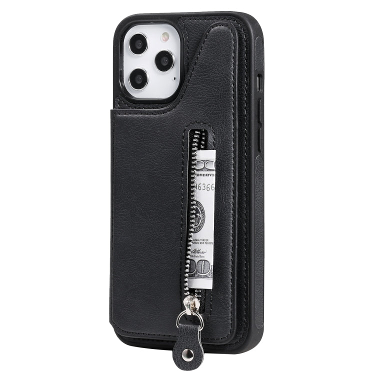 Solid Color Double Buckle Zipper Shockproof Protective Case, For iPhone 12 Pro Max