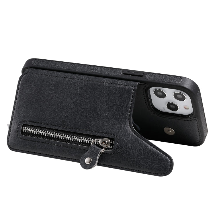 Solid Color Double Buckle Zipper Shockproof Protective Case, For iPhone 12 Pro Max
