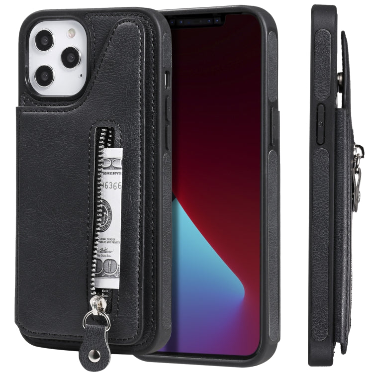 Solid Color Double Buckle Zipper Shockproof Protective Case, For iPhone 12 Pro Max