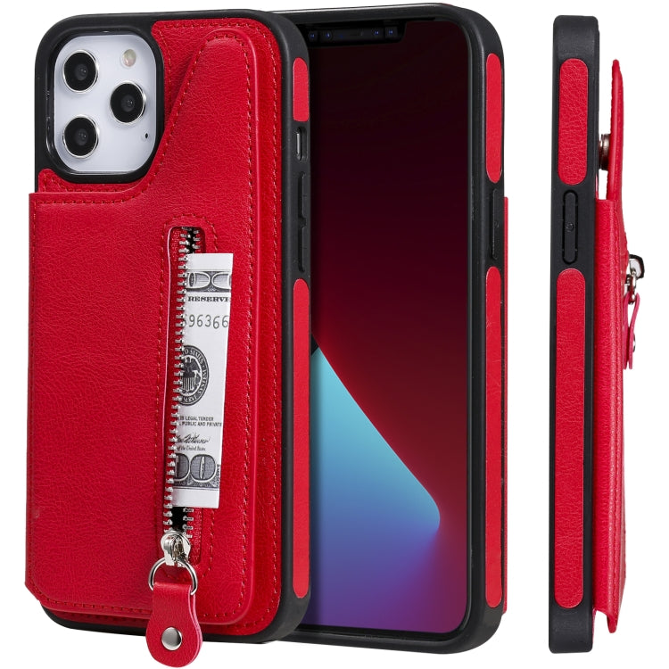 Solid Color Double Buckle Zipper Shockproof Protective Case, For iPhone 12 Pro Max