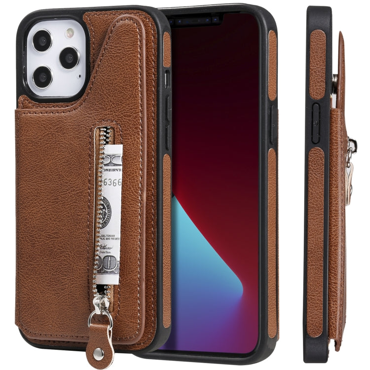 Solid Color Double Buckle Zipper Shockproof Protective Case, For iPhone 12 Pro Max