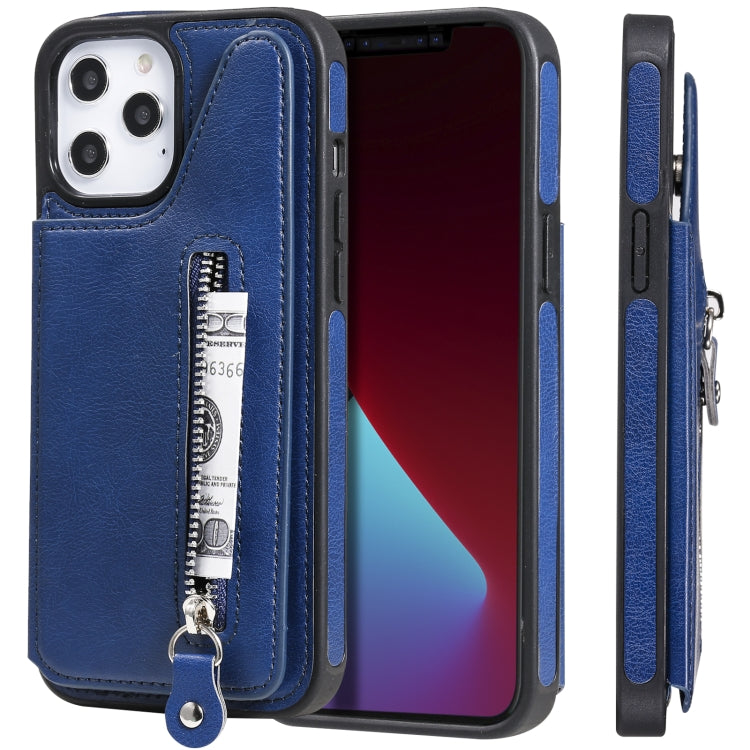 Solid Color Double Buckle Zipper Shockproof Protective Case, For iPhone 12 Pro Max