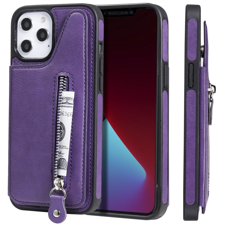 Solid Color Double Buckle Zipper Shockproof Protective Case, For iPhone 12 Pro Max