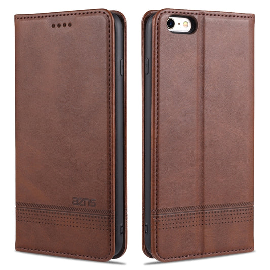 AZNS magnetic calf texture leather iPhone case with card slots and stand holder