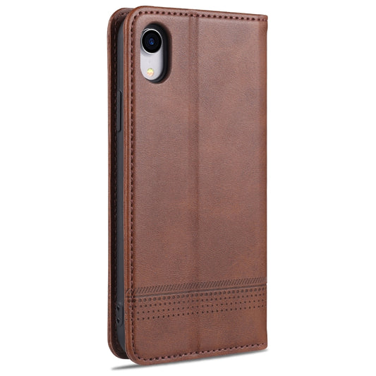 Card slot details on magnetic flip wallet case for iPhone XR XS Max with calf leather texture