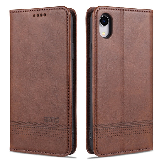 Magnetic calf leather iPhone XR XS Max case with card slots and wallet holder, horizontal flip design