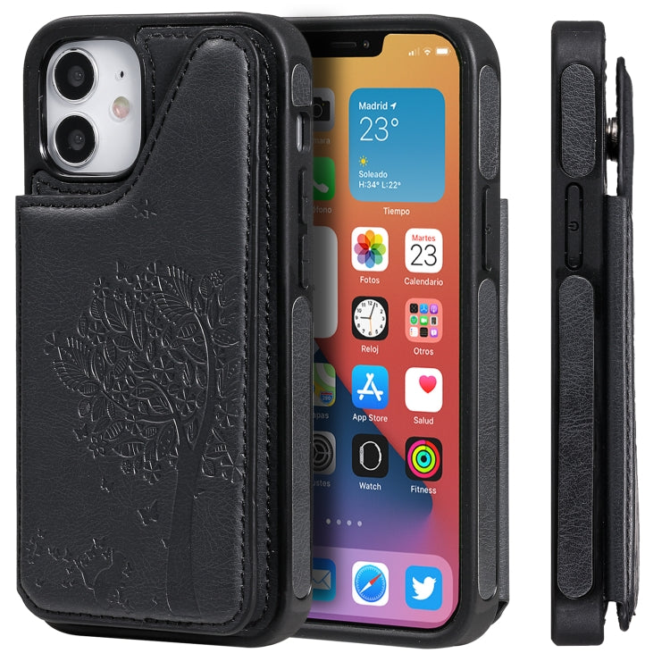 Cat Tree Embossing Pattern Shockproof Protective Case with Card Slots & Photo Frame & Holder, For iPhone 12 mini, For iPhone 12 / 12 Pro, For iPhone 12 Pro Max, For Samsung Galaxy Note20