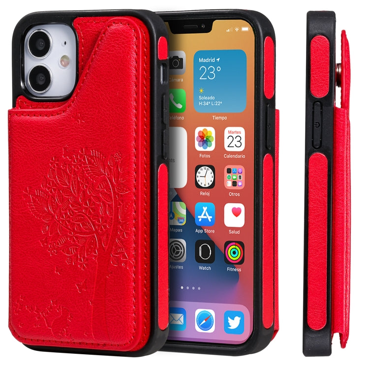 Cat Tree Embossing Pattern Shockproof Protective Case with Card Slots & Photo Frame & Holder, For iPhone 12 mini, For iPhone 12 / 12 Pro, For iPhone 12 Pro Max, For Samsung Galaxy Note20