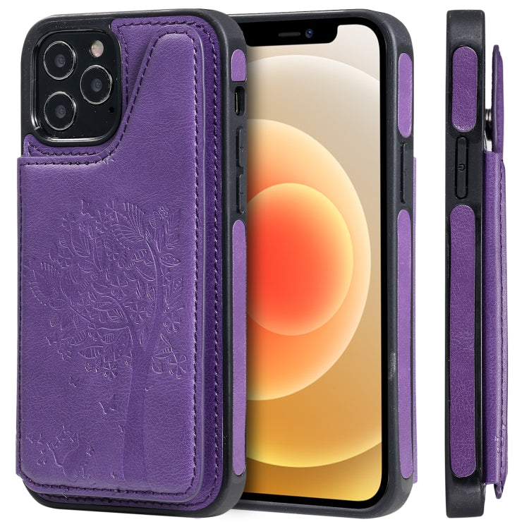 Cat Tree Embossing Pattern Shockproof Protective Case with Card Slots & Photo Frame & Holder, For iPhone 12 mini, For iPhone 12 / 12 Pro, For iPhone 12 Pro Max, For Samsung Galaxy Note20