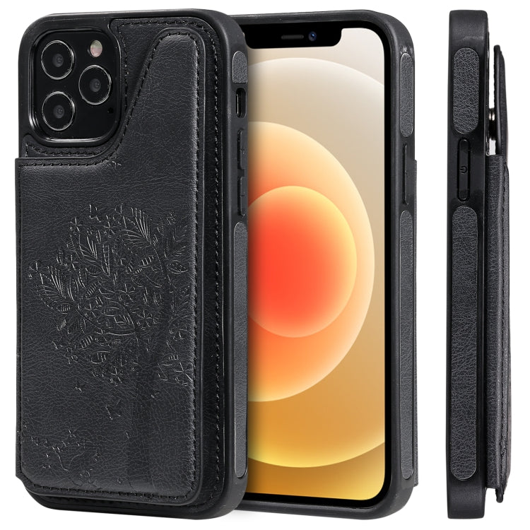 Cat Tree Embossing Pattern Shockproof Protective Case with Card Slots & Photo Frame & Holder, For iPhone 12 mini, For iPhone 12 / 12 Pro, For iPhone 12 Pro Max, For Samsung Galaxy Note20
