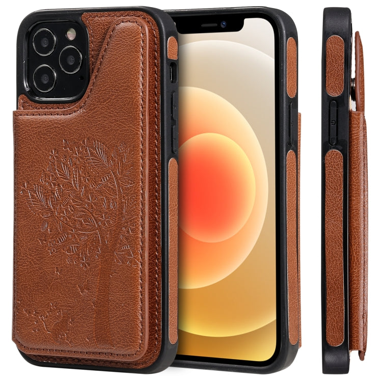 Cat Tree Embossing Pattern Shockproof Protective Case with Card Slots & Photo Frame & Holder, For iPhone 12 mini, For iPhone 12 / 12 Pro, For iPhone 12 Pro Max, For Samsung Galaxy Note20
