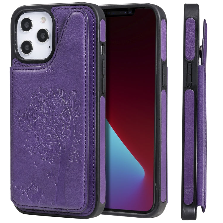 Cat Tree Embossing Pattern Shockproof Protective Case with Card Slots & Photo Frame & Holder, For iPhone 12 mini, For iPhone 12 / 12 Pro, For iPhone 12 Pro Max, For Samsung Galaxy Note20