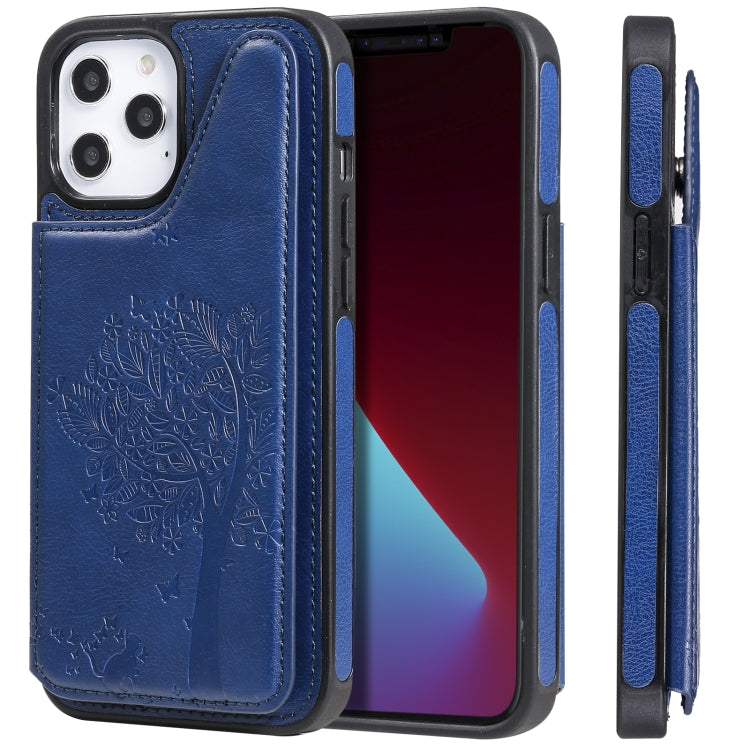 Cat Tree Embossing Pattern Shockproof Protective Case with Card Slots & Photo Frame & Holder, For iPhone 12 mini, For iPhone 12 / 12 Pro, For iPhone 12 Pro Max, For Samsung Galaxy Note20