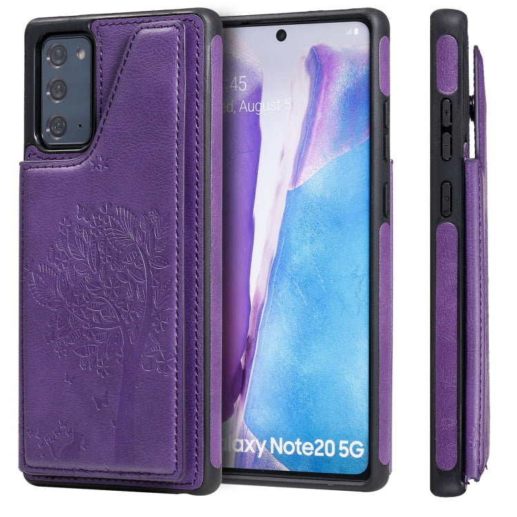 Cat Tree Embossing Pattern Shockproof Protective Case with Card Slots & Photo Frame & Holder, For iPhone 12 mini, For iPhone 12 / 12 Pro, For iPhone 12 Pro Max, For Samsung Galaxy Note20