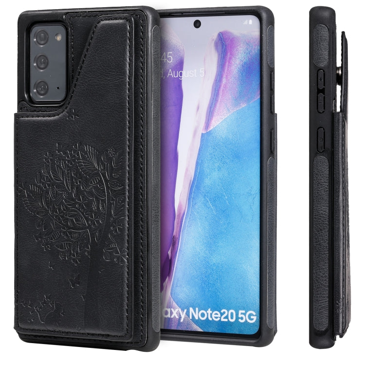 Cat Tree Embossing Pattern Shockproof Protective Case with Card Slots & Photo Frame & Holder, For iPhone 12 mini, For iPhone 12 / 12 Pro, For iPhone 12 Pro Max, For Samsung Galaxy Note20