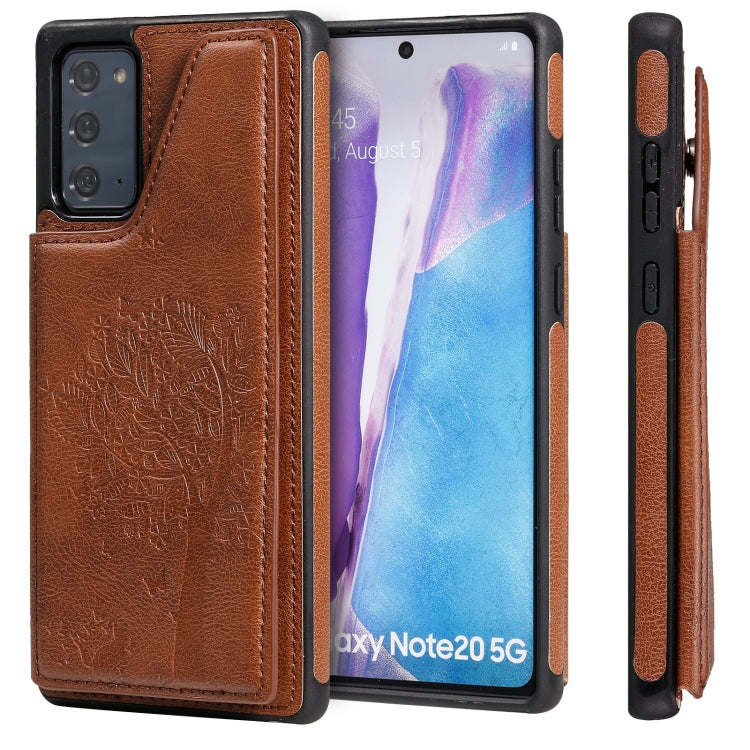 Cat Tree Embossing Pattern Shockproof Protective Case with Card Slots & Photo Frame & Holder, For iPhone 12 mini, For iPhone 12 / 12 Pro, For iPhone 12 Pro Max, For Samsung Galaxy Note20